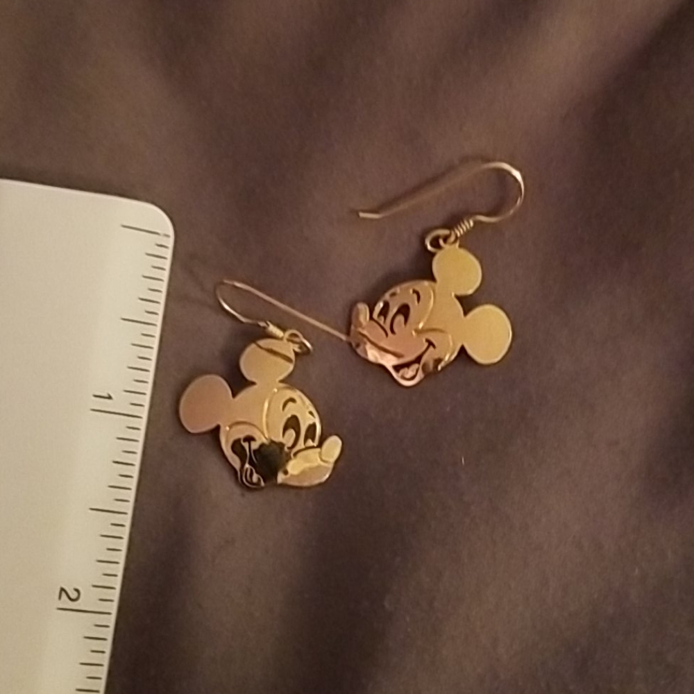 Mickey mouse gold toned earrings